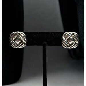 Sterling Silver 925 Woven Design Women's Stud Earrings
